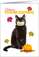 Happy Thanksgiving Cat in Coronavirus Face Mask Humor card