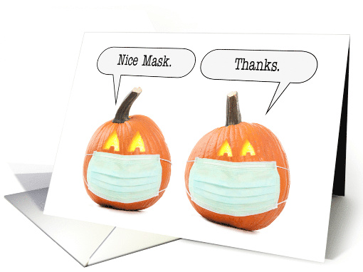 Happy Halloween Pumpkins in Coronavirus Face Mask Humor card (1652370)