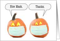 Happy Halloween Pumpkins in Coronavirus Face Mask Humor card