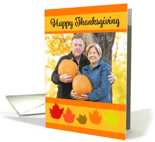 Happy Thanksgiving Fall Leaves Custom Photo Frame card (1652386)