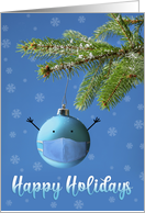 Happy Holidays Christmas Tree Ornament in Coronavirus Mask Humor card