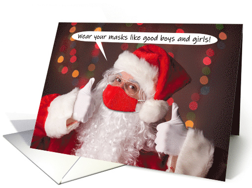 Merry Christmas Wear Your Face M ask Santa Claus Humor card (1654402)