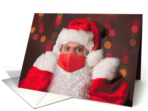 Merry Christmas Santa Claus Putting Face Mask on Humor card (1654818)