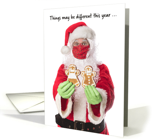 Merry Christmas Santa in Coronavirus Face Mask With Cookies Humor card