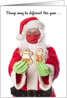 Merry Christmas Santa in Coronavirus Face Mask With Cookies Humor card