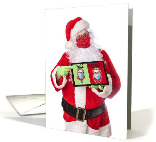 Merry Christmas Santa in Face Mask Holding Naught and... (1656892)