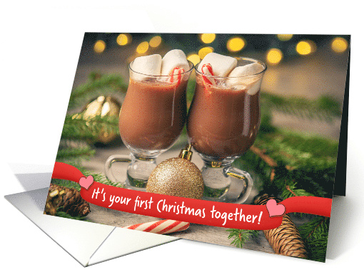 Merry Christmas Couple's First Christmas Hot Chocolate Mugs card