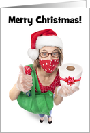 Merry Christmas Funny Woman With Toilet Paper Gift Humor card