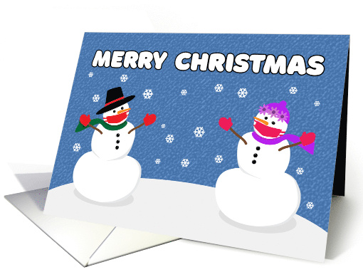 Merry Christmas Snowman Couple in Coronavirus Face Mask card (1659584)
