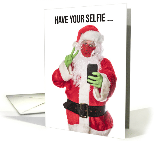 Merry Christmas Selfie Santa in Coronvirus Protection Humor card