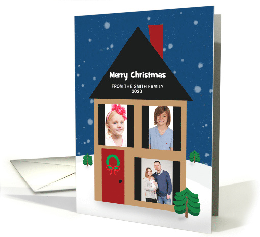 Merry Christmas Home For the Holidays Custom House Photo Frame card