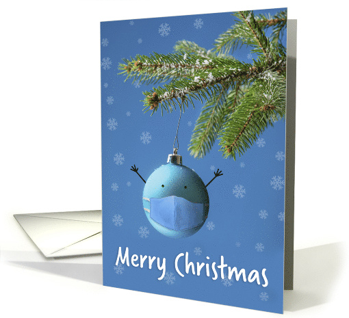 Merry Christmas Tree Ornament in Coronavirus Mask Humor card (1660444)