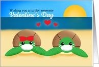 Happy Valentine’s Day Sea Turtles in Covid Face Mask Humor card