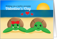 Happy Valentine’s Day Sea Turtles on the Beach card