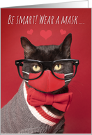 Happy Valentine’s Day Nerd Cat in Face Mask Humor card