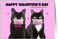 Happy Valentine’s Day From Both of Us Cute Cats in Face Masks on Pink card