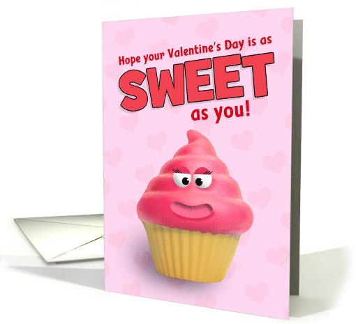 Happy Valentine's Day Cute Pink Cupcake Humor card (1665242)