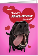 Happy Valentine’s Day Custom Name Funny Black Labrador Dog Humor card