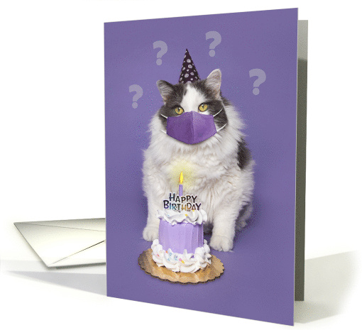 Happy Birthday Confused Cat With Face Mask and Candle... (1667292)