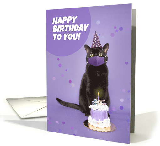 Happy Birthday Black Cat in Pandemic Face Mask Humor card (1667826)