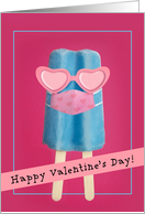 Happy Valentine’s Day Cute Ice Pop in Pandemic Face Mask Humor card