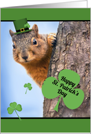 Happy St Patrick’s Day Squirrel in Hat Humor card