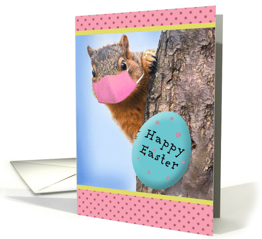 Happy Easter Squirrel in Pandemic Face Mask Humor card (1669132)