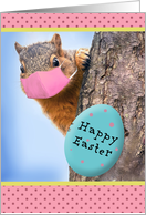 Happy Easter Squirrel in Pandemic Face Mask Humor card