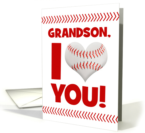 Happy Valentine's Day Grandson Baseball Heart card (1669264)