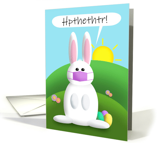Happy Easter Bunny in Pandimec Face Mask Humor card (1670006)