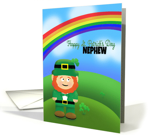 Happy St Patrick's Day Nephew Leprechaun Under Rainbow card (1670806)