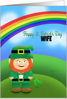 Happy St Patrick’s Day Wife Leprechaun Under Rainbow card