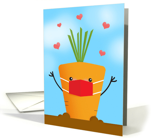 Thinking of You Carrot in Coronavirus Face Mask Humor card (1673800)