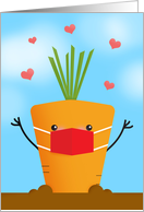 Thinking of You Carrot in Coronavirus Face Mask Humor card