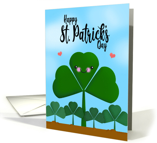 Happy St Patrick's Day Smiling Shamrock Clover card (1674008)