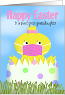 Happy Easter Great Granddaughter Girl Chick in Covid-19 Face Mask card