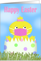 Happy Easter Anyone Girl Chick in Covid-19 Face Mask card