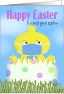 Happy Easter Great Nephew Boy Chick in Covid-19 Face Mask card