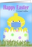 Happy Easter Nephew Boy Chick in Covid-19 Face Mask card