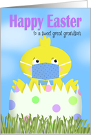 Happy Easter Great Grandson Boy Chick in Covid-19 Face Mask card