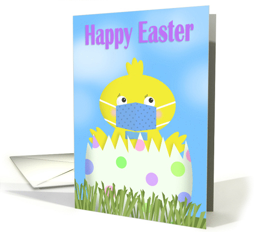 Happy Easter For Anyone Boy Chick in Covid-19 Face Mask card (1674264)