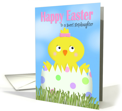 Happy Easter Stepdaughter Cute Girl Chick in Egg card (1674266)