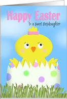 Happy Easter Stepdaughter Cute Girl Chick in Egg card