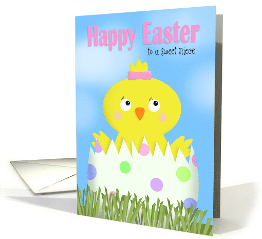 Happy Easter Niece Cute Girl Chick in Egg card (1674362)