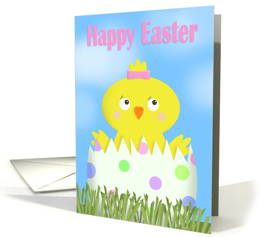 Happy Easter For Anyone Cute Girl Chick in Egg card (1674370)