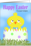 Happy Easter Stepson Cute Boy Chick in Egg card