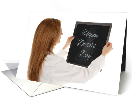 Happy Doctors' Day Female Doctor Holding Xray card (1674914)