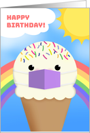 Happy Birthday For Anyone Ice Cream in Coronavirus Face Mask Humor card