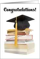 Congratulations Graduate Grad Cap on Book Stack card