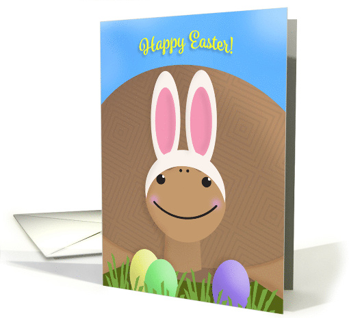 Happy Easter For Anyone Cute Tortoise in Bunny Ears Humor card